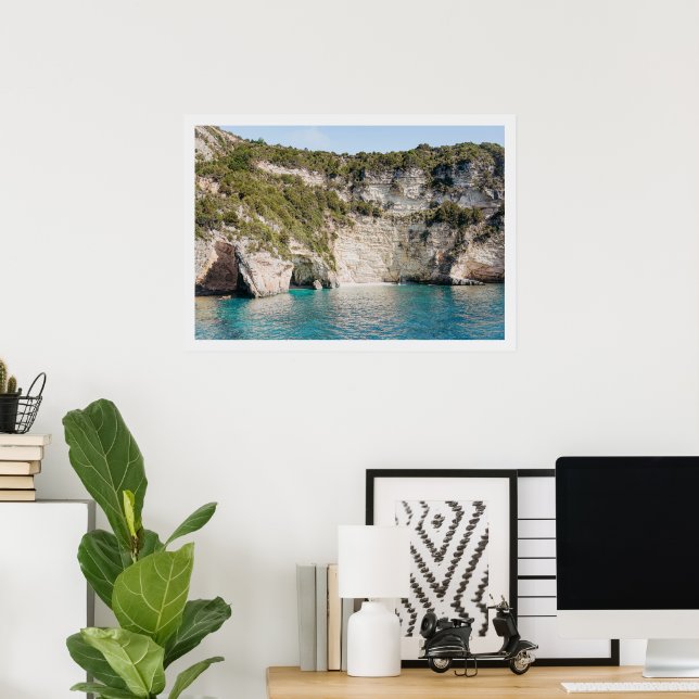 Paxos Caves Greece Coastal Wall Art Poster (Hemmakontoret)