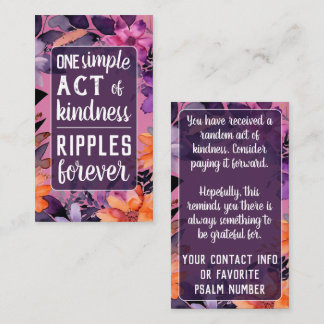 Pay it Forward Random Act Kindness Pink Lilies  Visitkort