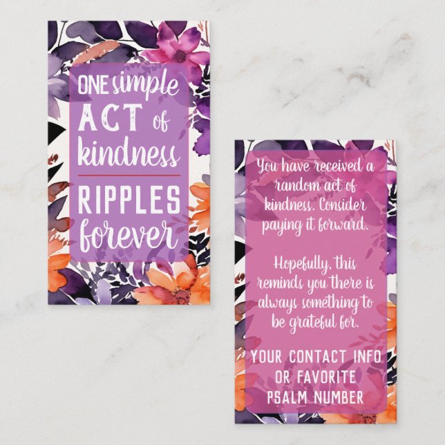 Pay it Forward Random Act Kindness Stargazer Lily Visitkort (Fram/baksida)