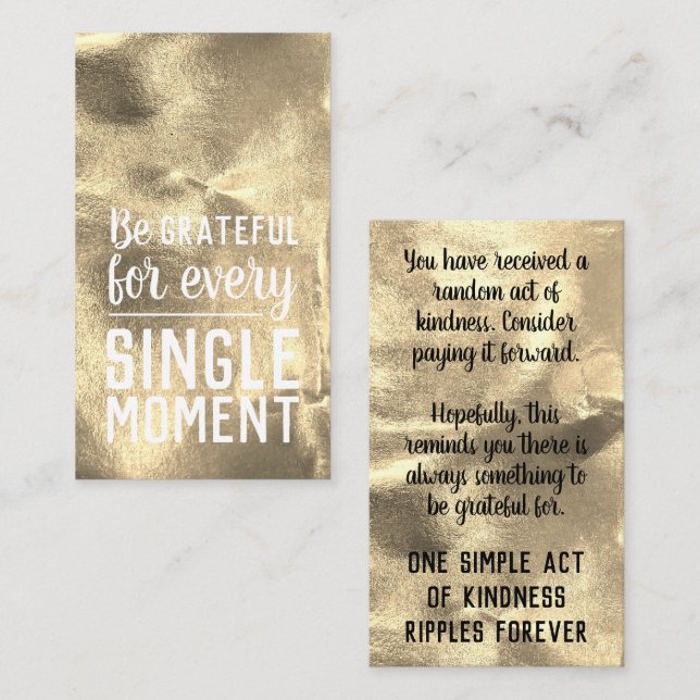 Pay it Forward Random Kindness Act Gratitude Gold Visitkort (Fram/baksida)
