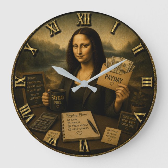 Payday Funny Mona Lisa Gift for Coworkers  Stor Klocka (Framsida)