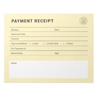 Payment Receipt Business Logo Anteckningsblock