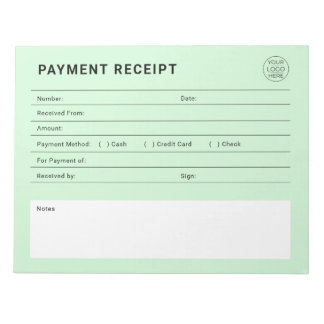 Payment Receipt Business Logo Anteckningsblock