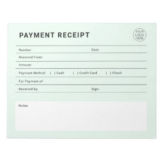Payment Receipt Business Logo Anteckningsblock