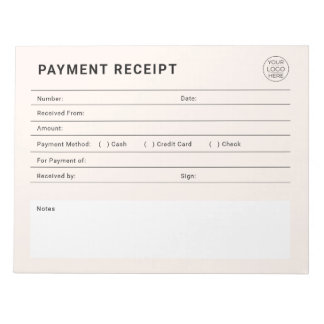 Payment Receipt Business Logo Anteckningsblock