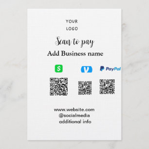 Paypal Cashapp venmo skanna för att betala QR lägg Inbjudningar