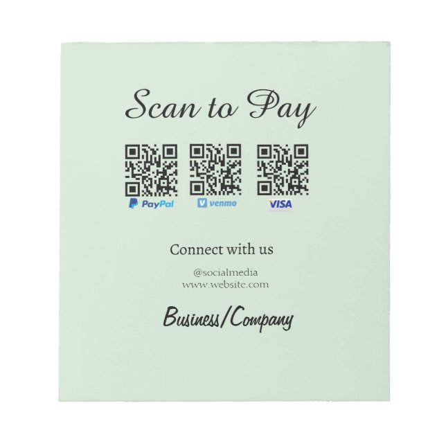 paypal venmo visa card scan to pay QR social media Anteckningsblock (Framsida)