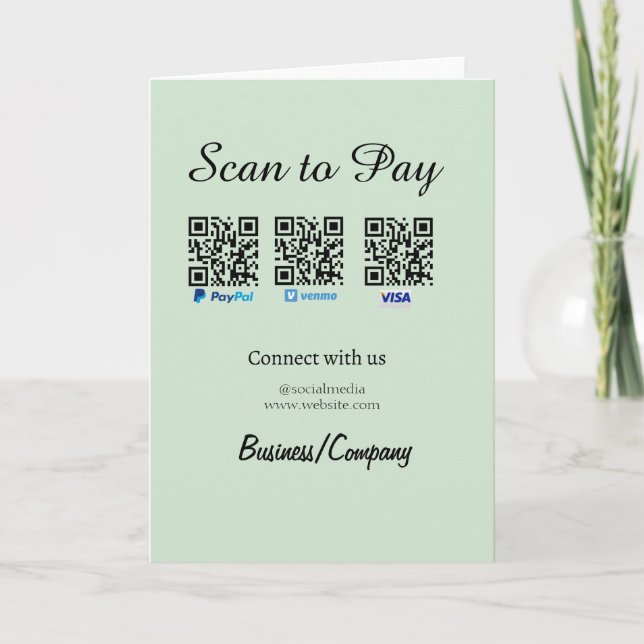 paypal venmo visa card scan to pay QR social media Kort (Framsida)