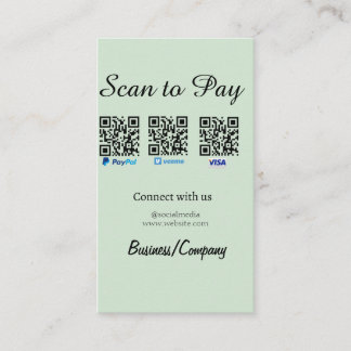 paypal venmo visa card scan to pay QR social media Visitkort