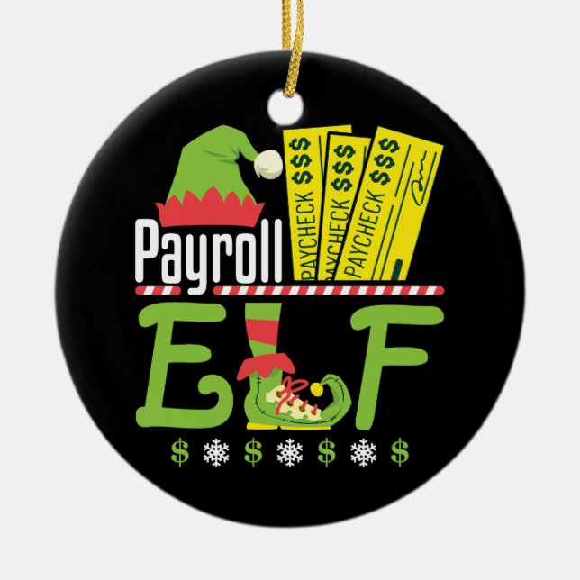 Payroll Elf jul Helgdag Office Julafton Julgransprydnad Keramik (Framsidan)