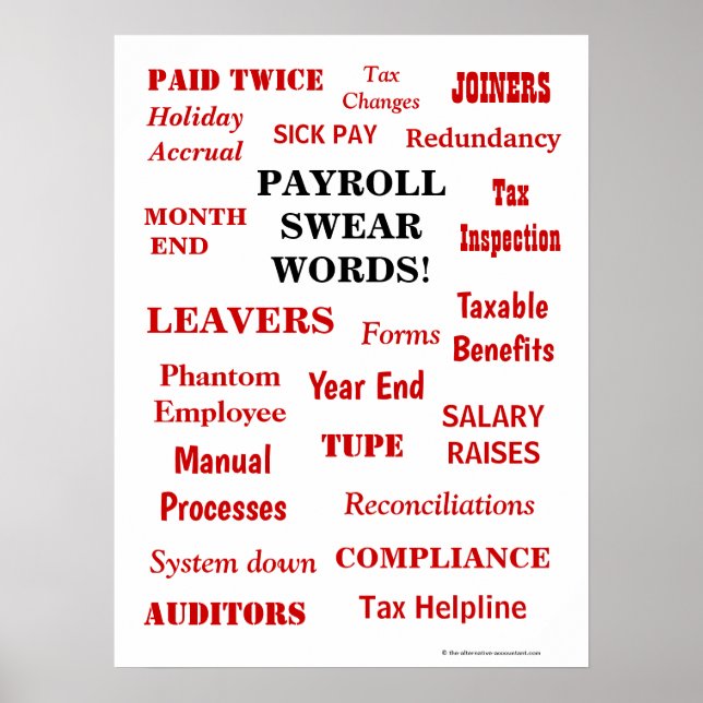 Payroll Swear Ord Funny Annoying Terms Office Poster (Framsidan)