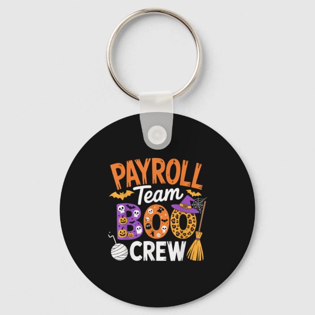 Payroll Team Boo Crew Halloween Matching Soky Outf Nyckelring (Framsida)