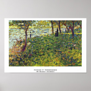 Paysage Et Personnages av Seurat Georges Poster