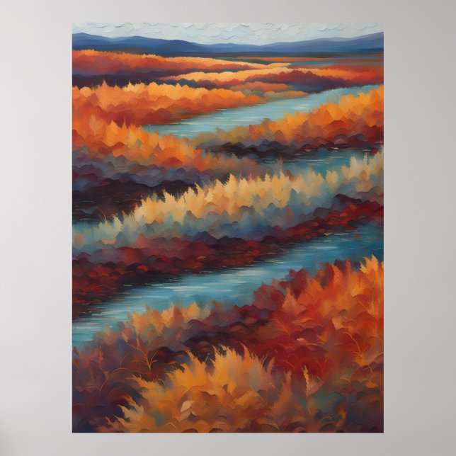 Paysage impressionniste aux couleurs d'automne poster (Framsidan)