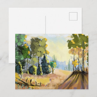 Paysage nature et sous bois en fôret, déco murale. vykort
