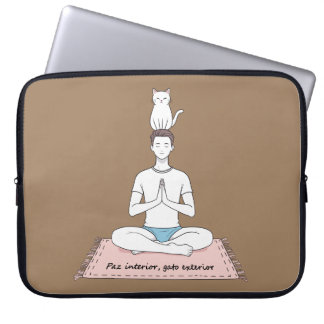 Paz Interior, Gato Exterior Laptop Fodral