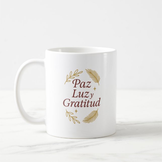 Paz, Luz y Gratitud ✨ | Elegant Christmas Design Kaffemugg (Vänster)