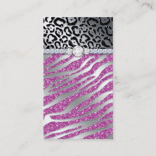 PB för sebra för Cosmetologistvisitkortglitter Visitkort (Framsida)