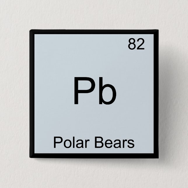 Pb - Isbjörnar Rolig Kemisk Elementsymbol Knapp (Framsida)