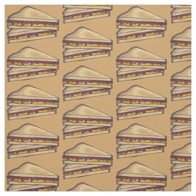 PB&J Peanut Butter and Grape Jelly Sandwich Fabric Tyg (Provkarta)