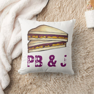 PB&J Peanut Butter and Jelly Sandwich Lunch Foodie Kudde