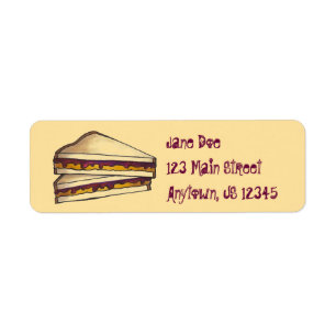 PB&J Peanut Butter and Jelly Sandwich Lunch Labels Returadress Etikett
