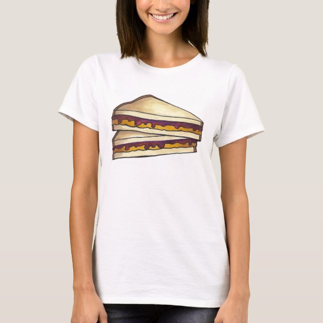 PB&J Peanut Butter and Jelly Sandwich Lunchtime Tee Shirt (Framsida)