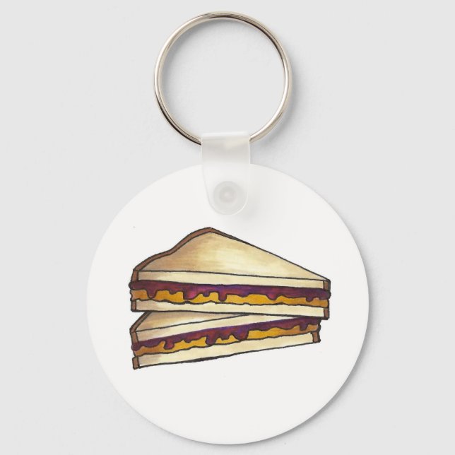 PB&J Peanut Butter Jelly Sandwich Food Keychain Nyckelring (Framsida)