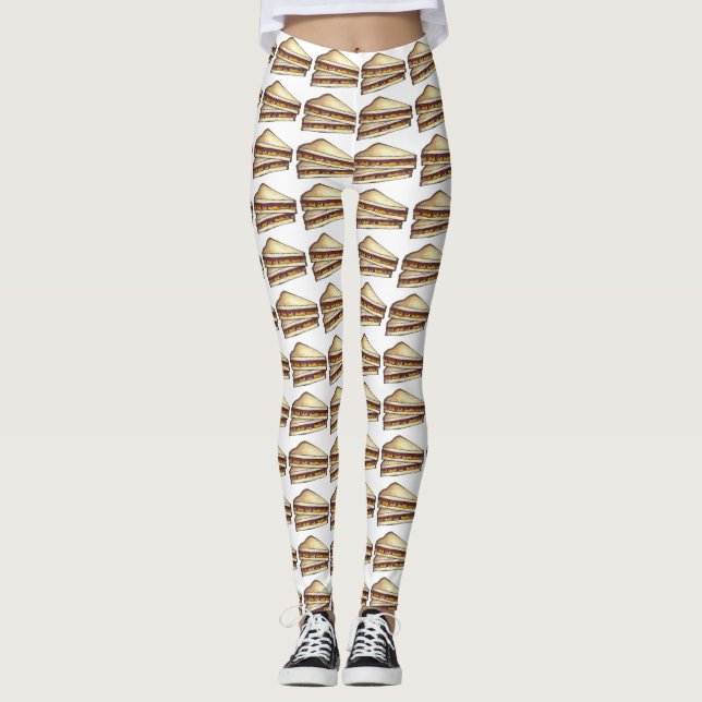 PB&J Peanut Butter Jelly Sandwich Foodie Leggings (Framsida)