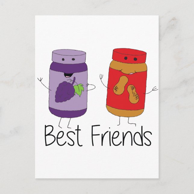 PB och J Best Friends Pb och J BFF Teckning Vykort (Framsida)