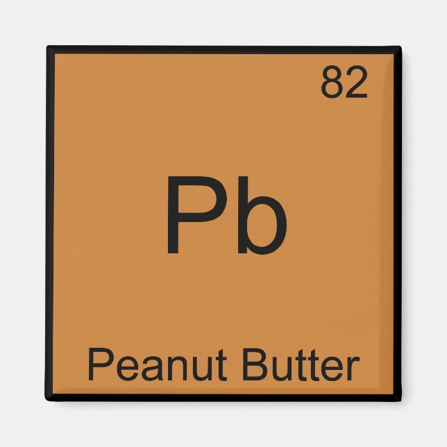 Pb - peanut Butter Funny Inslag-kemi T-Shirt Magnet (Framsidan)
