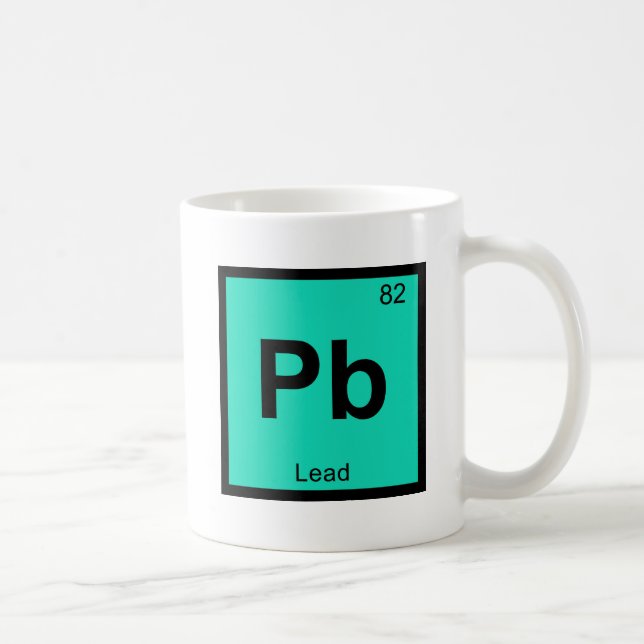 Pb - Periodisk Bord-symbol för blykemi Inslag Kaffemugg (Höger)