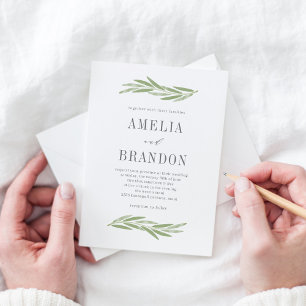 PBC-inbjudan till Gren Greenery Wedding Tack Kort