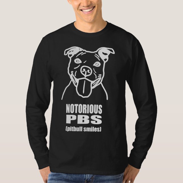 Pbs Pitbull Smiles White på Black T Shirt (Framsida)