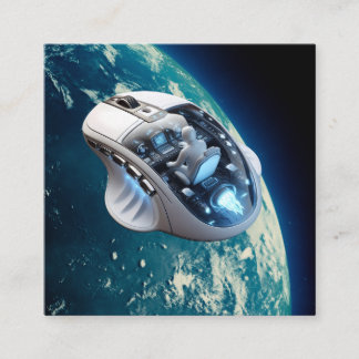 PC Mouse-Spacecraft: Klicka på Earth Orbit. Fyrkantigt Visitkort
