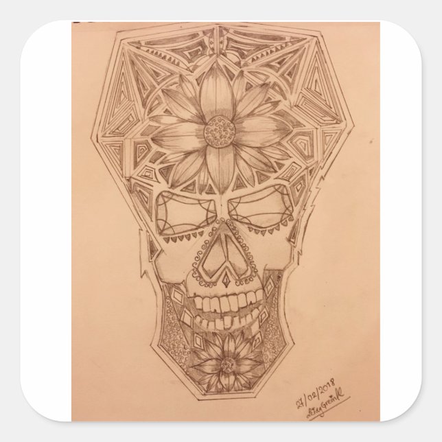 PC-SKuLL Fyrkantigt Klistermärke (Framsida)