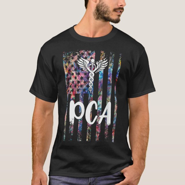 Pca American Flagga Patientstöd Pca Nurse T Shirt (Framsida)