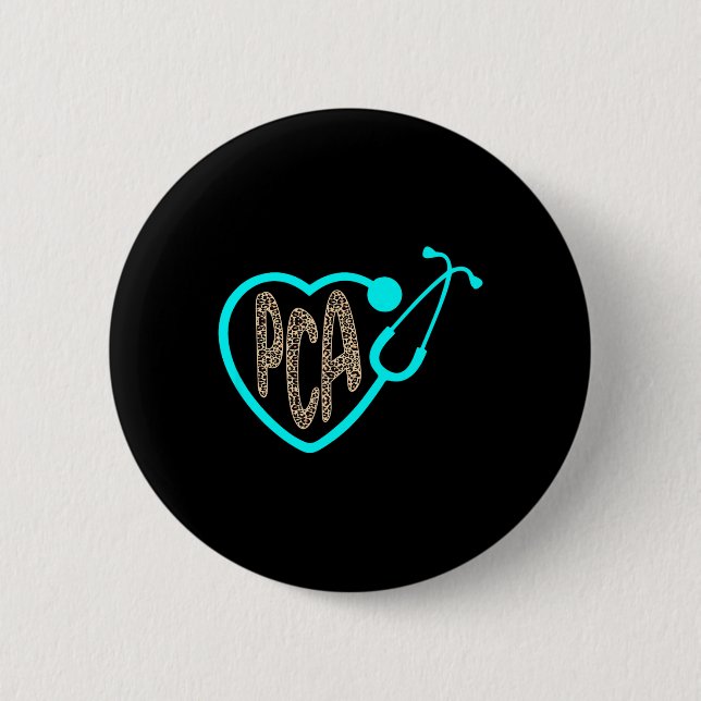 Pca Patientvårdande stant Heart Leopard Nurse veck Knapp (Framsida)