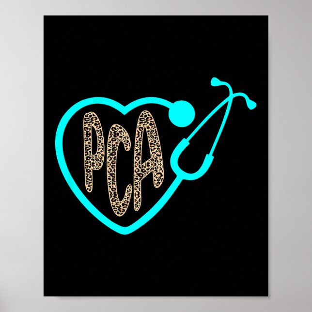 Pca Patientvårdande stant Heart Leopard Nurse veck Poster (Framsidan)