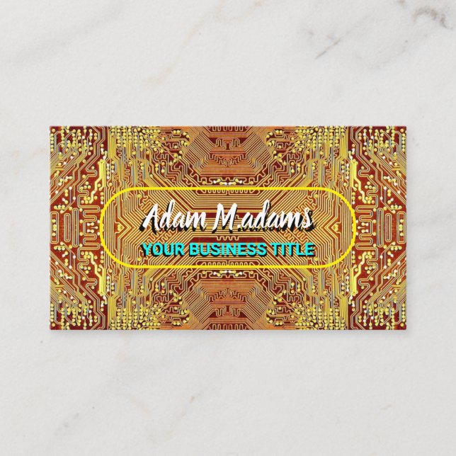 PCB, elektroniskt tryckt kretskort QR - Guld Visitkort (Framsida)