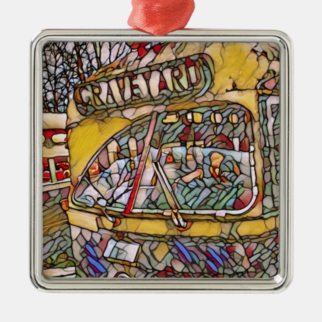PCC Graveyard Stain Glass Square Ceramic Ornament (Framsidan)