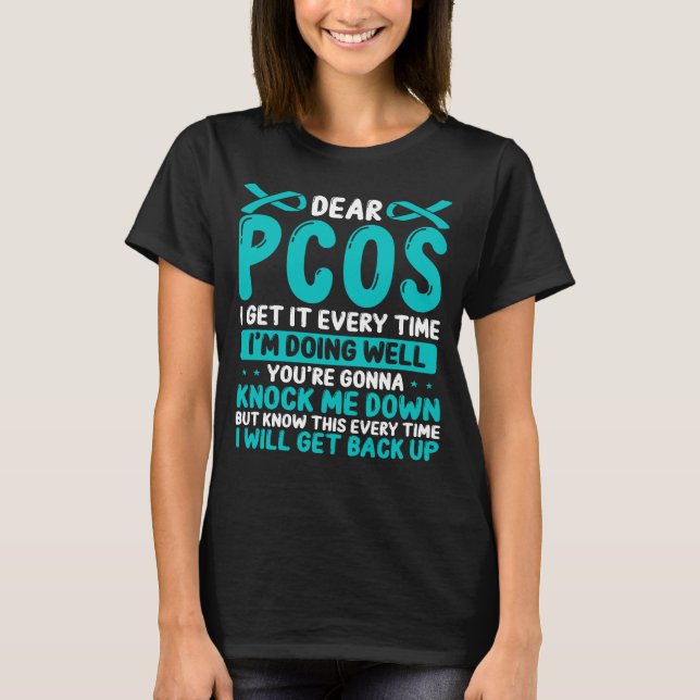 PCOS Awareness Ovary Syndrome PCOS Ribbon T Shirt (Framsida)
