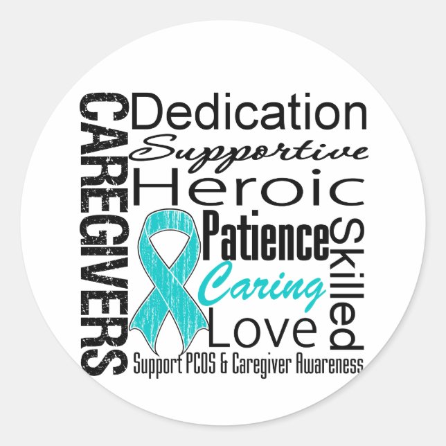 PCOS Caregivers Collage Runt Klistermärke (Framsida)