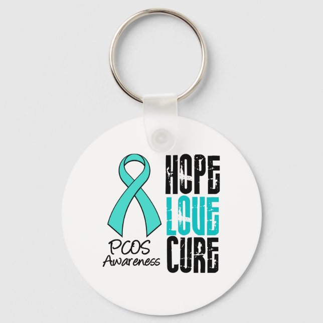 PCOS Hope Kärlek Cure Ribbon Nyckelring (Framsida)