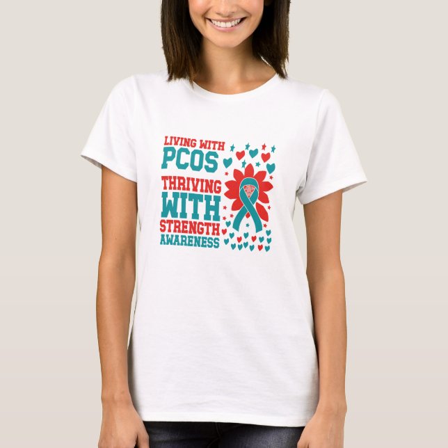 PCOS-medvetandegrad Ribbon T Shirt (Framsida)