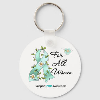PCOS Medvetenhet I Bära Teal Ribbon for All Women Nyckelring