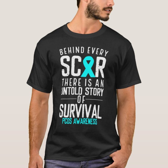 PCOS-medvetenheten bakom varje Scar Warrior Ovary  T Shirt (Framsida)