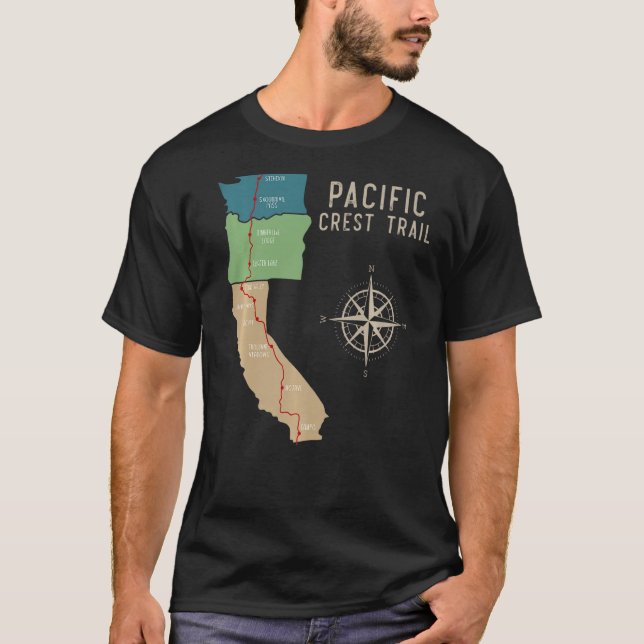 Pct Pacific Vapensköld Trail Hiking Karta 1 T Shirt (Framsida)