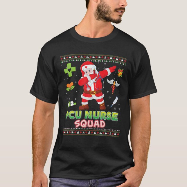 PCU Nurse Squad Dabbing Santa Sweater Ug T Shirt (Framsida)