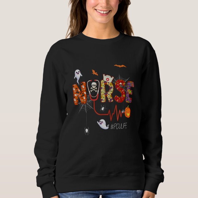 Pcu Sjuksköterska Halloween Pumpa Progressiv Vårda T Shirt (Framsida)